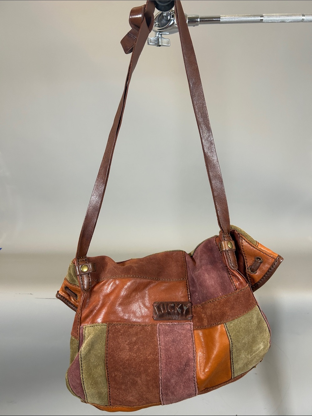 (10+) Lucky 70s Style Purse Folding Patchwork 100% Leather Small Tear Repairable - Picture 7 of 17